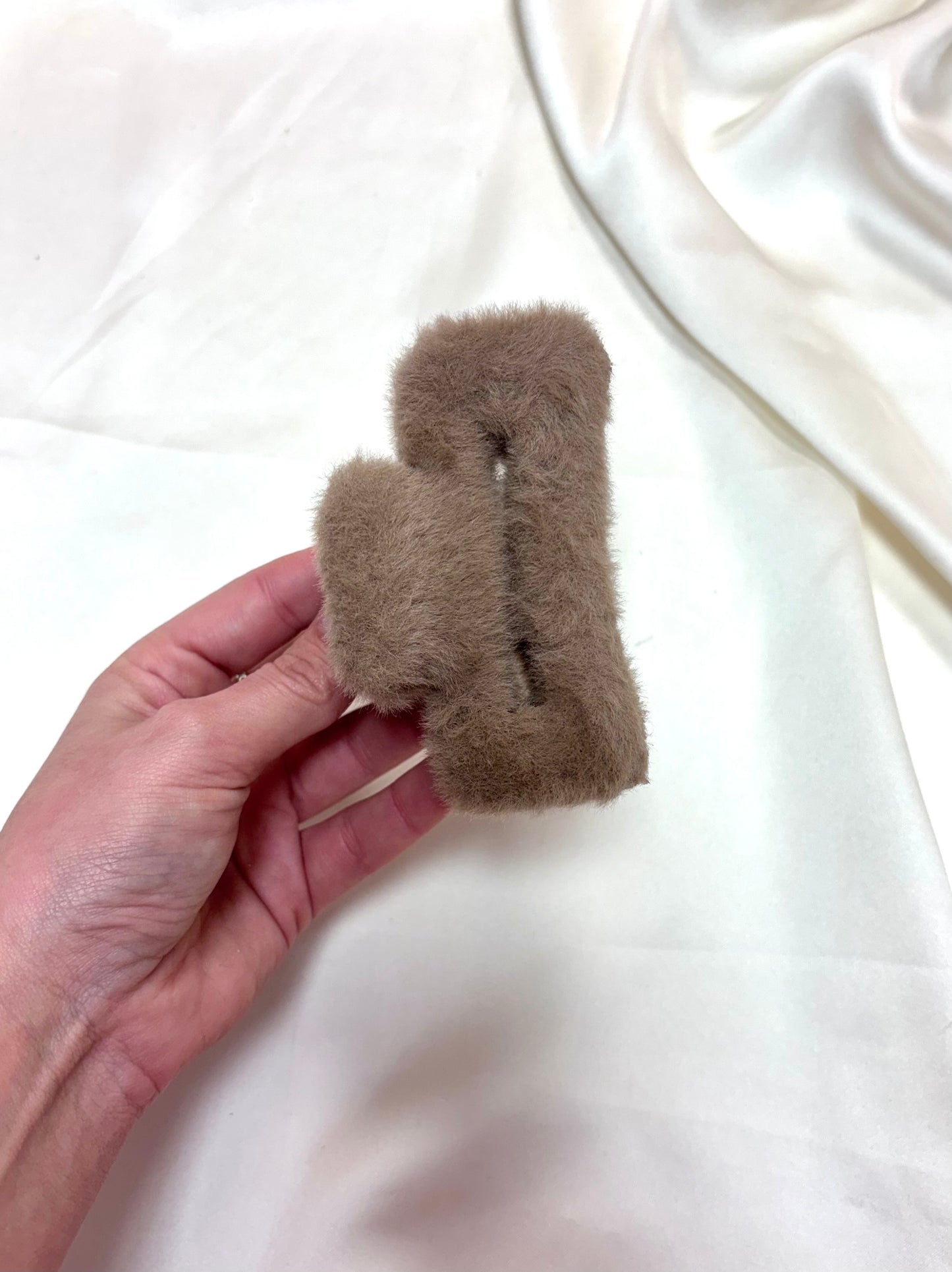 Brown Fluffy Square Clip