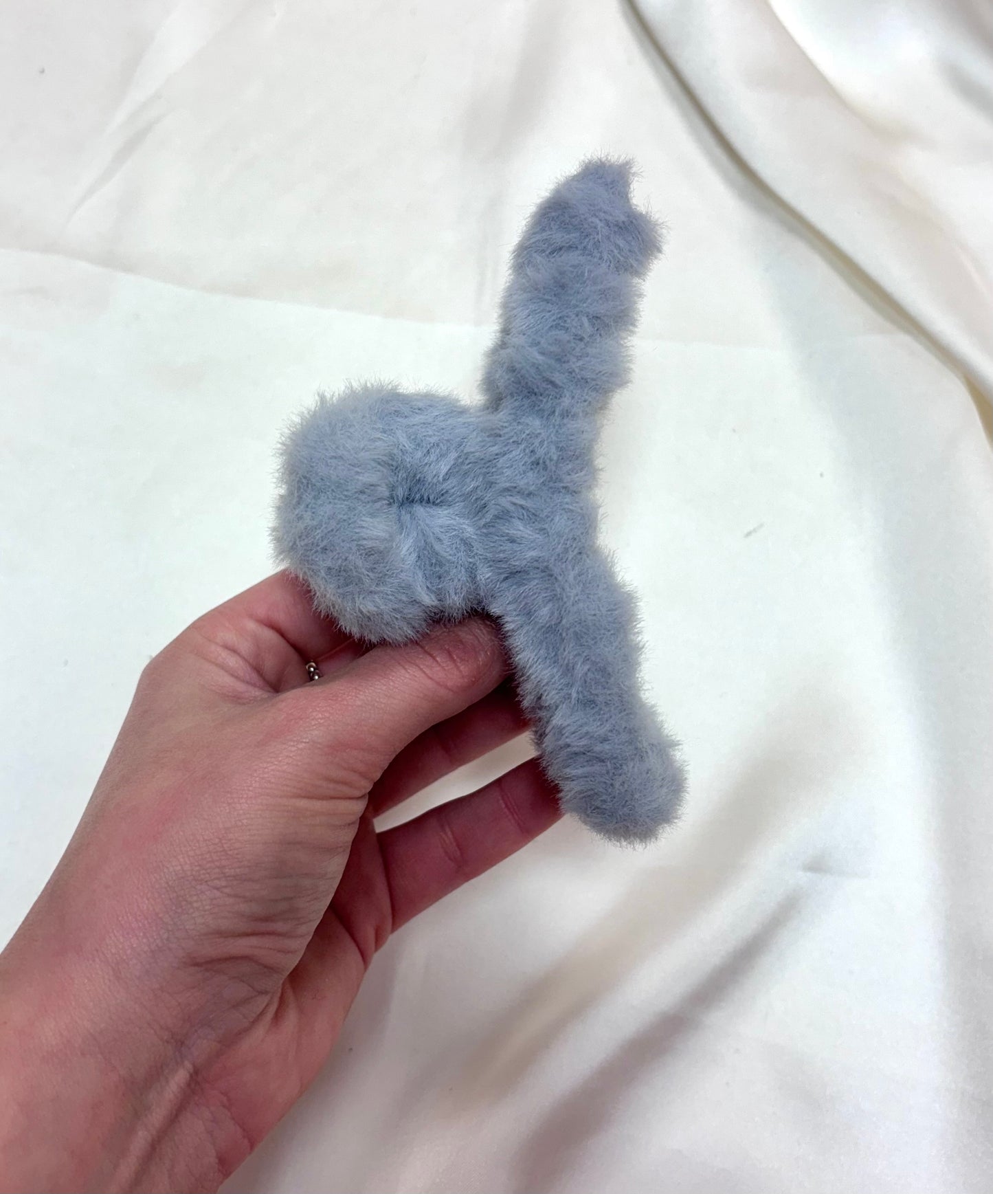 Blue Fluffy Cross Claw Clip