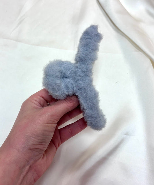 Blue Fluffy Cross Claw Clip